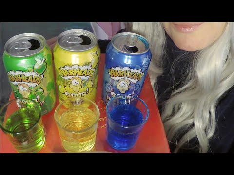 ASMR Trying WarHeads Sour Soda | 3 Flavors | Whispered Taste Test
