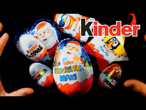 ASMR Opening Kinder Surprise Eggs (Christmas edition - no talking)