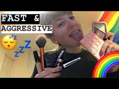 asmr | fast & aggressive makeup application roleplay! visuals, mouth sounds, tapping etc! 🐙🍄