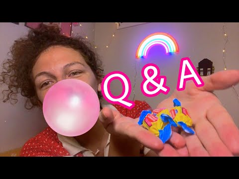 ASMR ~ 🌈 5k Q&A CELEBRATION PT. 1 🌈 (1 hour of gum chewing, whisper rambling and bubble blowing!!)