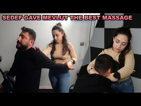 SEDEF GAVE MEVLUT THE BEST MASSAGE & LOUD CRACK & asmr back, elbow, neck, ear, arm, palm massage