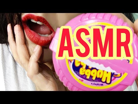 ASMR   Gum Chewing Whole Pack Hubba Bubba Bubble Gum Pink Chewing Gum 🍬🍬