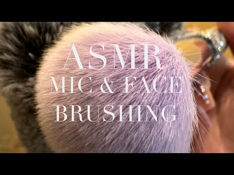 ASMR Fluffy Mic & Face Brushing, Mic Blowing (some mouth sounds)