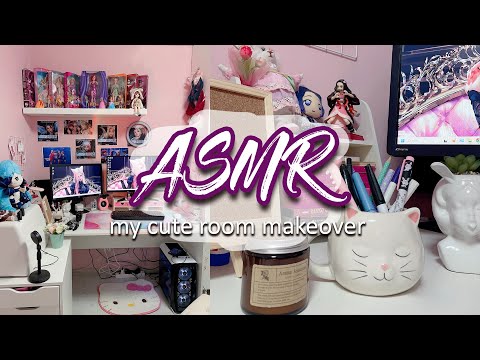 ASMR my cute ROOM MAKEOVER 🥰 decorating + organizing