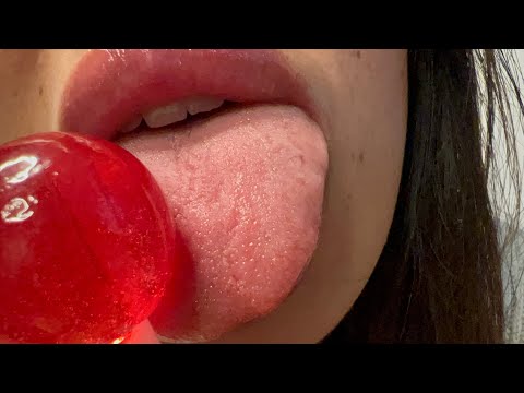 ASMR Licking lens and lollipop