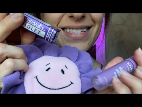 #ASMR PURPLE VISUAL TRIGGER KISSES CHEWING MOUTH SOUNDS WHISPERED VIOLET LILAC PANSY TINGLES💜🦄🌸💟