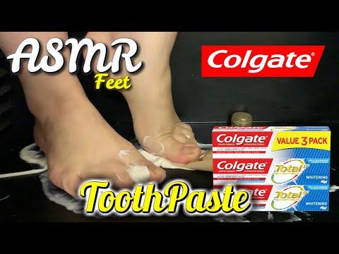 ASMR EXPERIMENT: FOOT VS TOOTHPASTE/PRODUCTS (no talking)| ASMR FEET