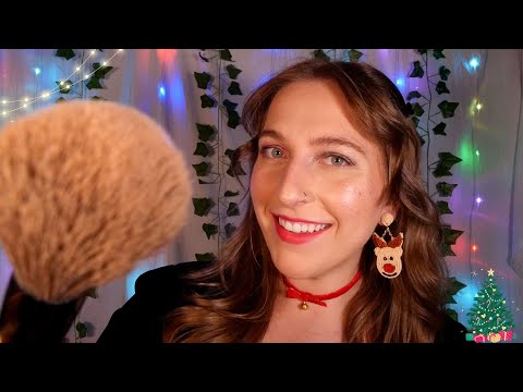 ASMR Doing Your Christmas Makeup 💄🎄 (personal attention & layered sounds)