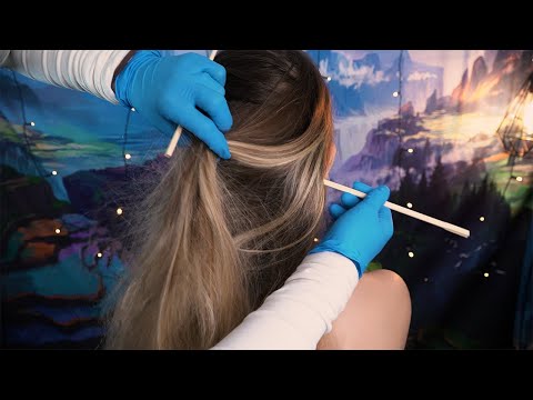 ASMR Scalp INSPECTION with Sticks 🥢 on a Real Person | Soft spoken