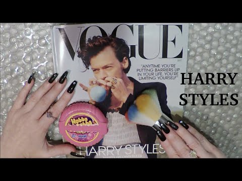 ASMR Gum Chewing Magazine Flip Through | HARRY STYLES | Vogue | Tingly Whisper