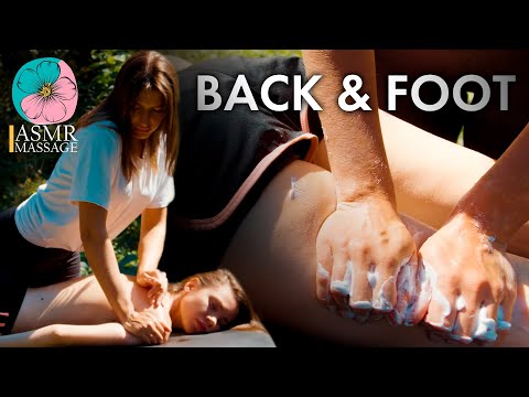 ASMR massage in real nature by Olga ||| Back and Foot massage no talking