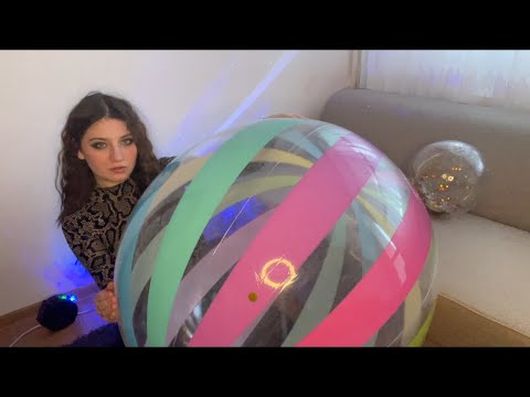 ASMR | Playing With a Giant Beachball | Deflating and Spit Painting on inflatables |