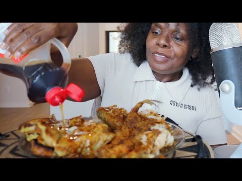 Fried Whiting Fish With French Toast ASMR eating Sounds