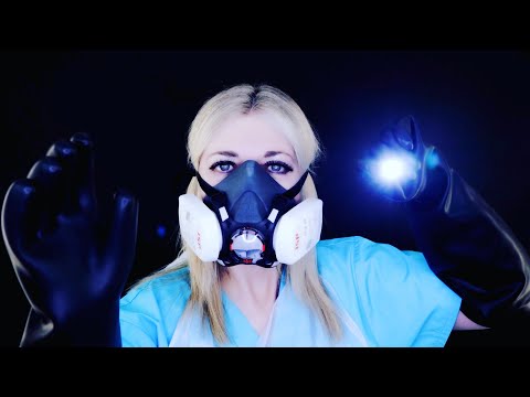 ASMR Medical Exam for Chemical Exposure | Thick Rubber Latex Gloves | Respirator | Muffled Speech