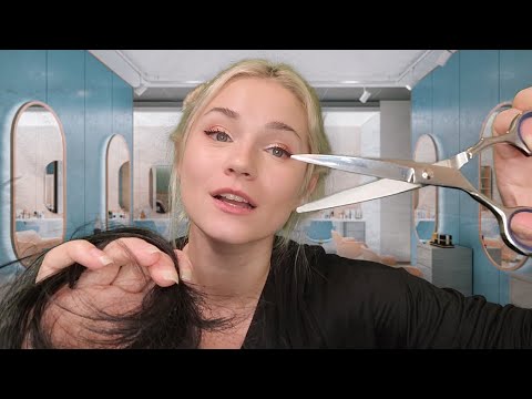 ASMR brushing and cutting your hair✂ (Hair Salon Roleplay)