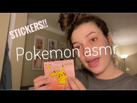 ASMR|playing with Pokémon stickers