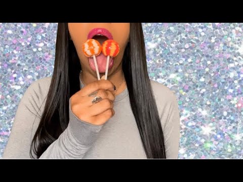 ASMR| SUCKING ON 2 LOLLIPOPS + MOUTH WATERING SOUNDS 🍭 #asmrtingles