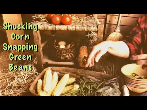 ASMR Shucking corn/Snapping beans/nature sounds (No talking) Vegetables