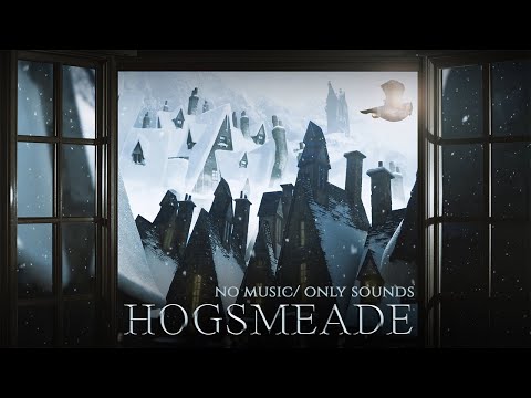 View of a Hogsmeade Window on a Snowy Winter Day ⛄ Harry potter ASMR Ambience / " NO MUSIC " 🎄