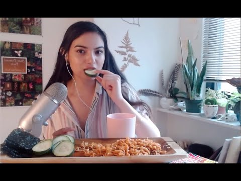 ASMR: Eating - Spicy Noodles and Cucumbers