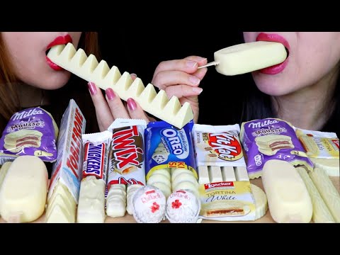 ASMR WHITE CHOCOLATE MAGNUM ICE CREAM, TWIX, SNICKERS, TOBLERONE, MILKA, OREO, KITKAT, LOACKER 먹방