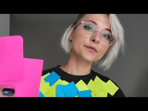 ASMR | Sticking Not So Sticky Post-It Notes to My Shirt w/ Whispered Rambling