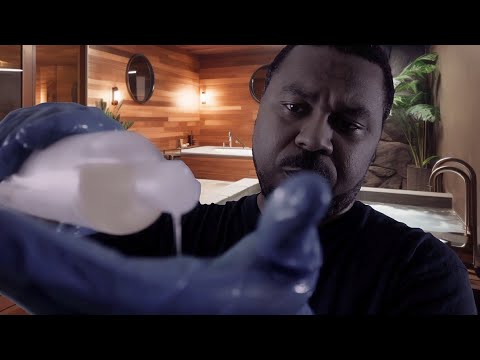 ASMR - Face & Scalp Massage - Oil & Latex Gloves - Jacuzzi Ambience