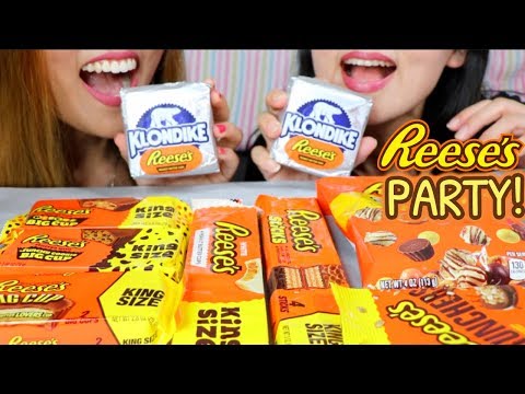 ASMR REESE'S PARTY (ICE CREAM, CHOCOLATE, PEANUT BUTTER CUPS) *EATING SOUNDS* | Kim&Liz ASMR