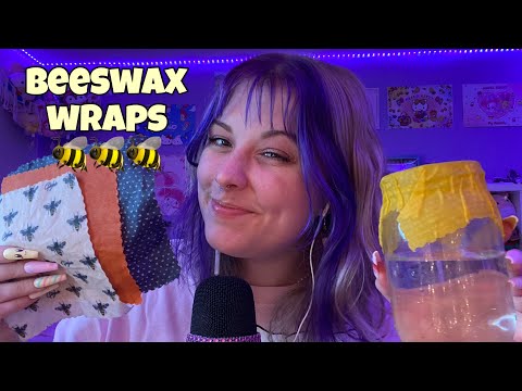 ASMR aggressive beeswax wraps triggers and experimenting! INTENSE TINGLING ￼ GUARANTEED! 🐝 ✨💜