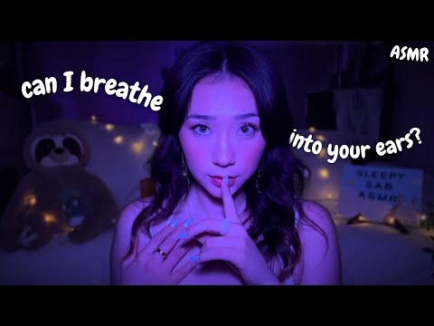 breathing in your ears until you fall asleep✨💙 ASMR(mic blowing, hand movements, collarbone tapping)