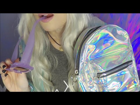 ASMR Gum Chewing What's In My Bag with Crinkle Coat Lady RP | Whispered, Tapping