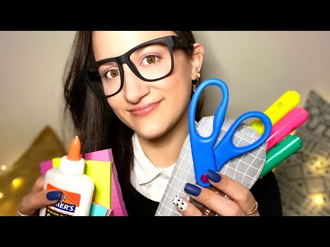 ASMR • Tapping & Scratching on 20+ School Supplies (Soft Whispering)