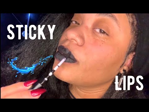 ASMR👄💦 STICKY LIPS SOUNDS (Black Lipstick Application) REQUESTED