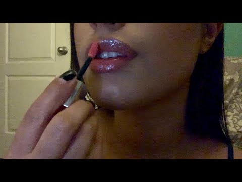 ASMR UPCLOSE WET MOUTH SOUNDS, LIP GLOSS APPLICATION + KISSES