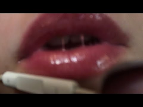 ASMR intense lipgloss application up close sticky mouth sounds kisses and besitos💋 layered gloss