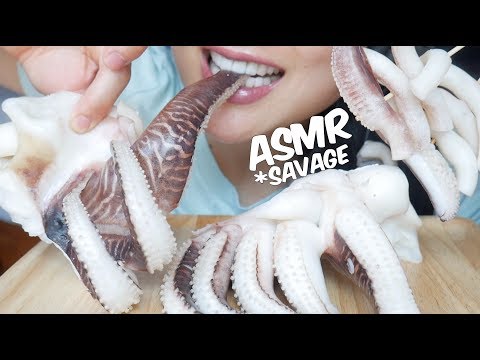 ASMR ปลาหมึก CUTTLE FISH SAVAGE (EXTREME CHEWY EATING SOUNDS) No Talking | SAS-ASMR