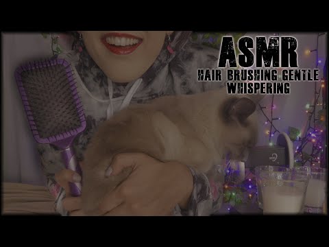 ASMR Hair Brushing Gentle Whispering 🐱(Cat Petting, Hair Brush) 3DIO BINAURAL♡