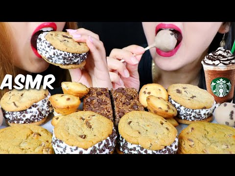 ASMR CHOCOLATE CHIP PARTY (ICE CREAM, FRAPPUCCINO, CAKE POPS, COOKIES) 리얼사운드 먹방 | Kim&Liz ASMR