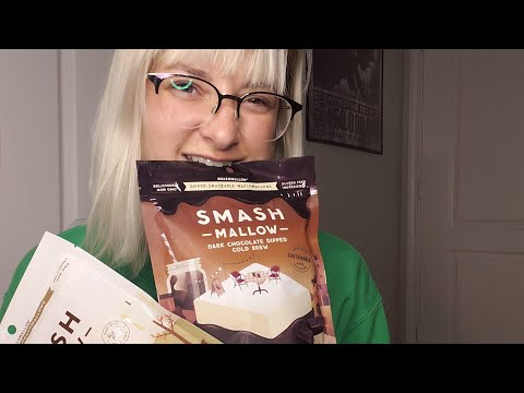ASMR + Mukbang Snacking on Marshmallows SMASHMALLOW EDITION w/ Whispering & Package Crinkling