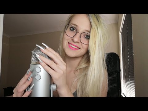 ASMR🌸 Super Tingly Long Nail Mic Scratching and Glasses Tapping