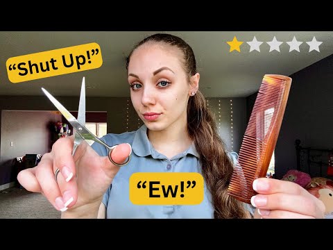 ASMR || Worst Reviewed Hair Cut & Style! (Rude Style Roleplay)