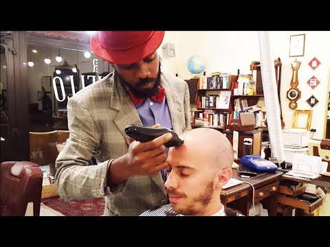 Old School Senegalese Barber - Head and Face shave with clippers - ASMR video