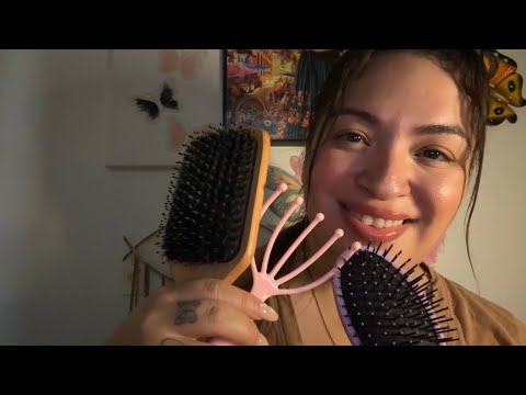 ASMR Personal attention- pampering you from a long day of school: hair brushing & scalp scratching