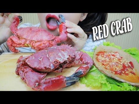 ASMR RED CRABS (EXOTIC FOOD) MESSY CRACKLING EATING SOUNDS | LINH-ASMR