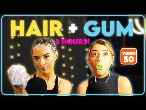 [ASMR] 50th Video - Gum chewing compilation | Hair Play compilation !!