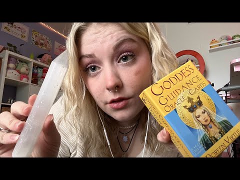 ASMR Relaxing Oracle Card Reading with Crystals ✨🔮📿 Shuffling, Tapping, Soft Whispering 😴💗