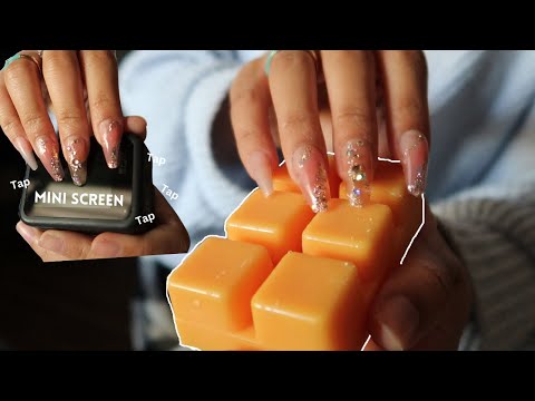 ASMR Textured Wax scratching, mini screen tapping + more