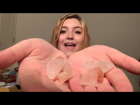 asmr showing u my new crystals! w/ some reiki and plucking as well