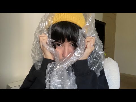 ASMR the looongest bubble wrap (Plastic sounds, plastic tapping, no popping)