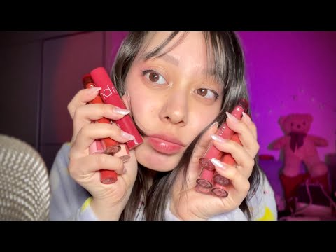 ASMR Korean Lip Tint Try On Haul 💄✨ (Slow, Wet Mouth Sounds)